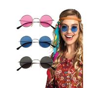 Set of 3 round hippie glasses for adults