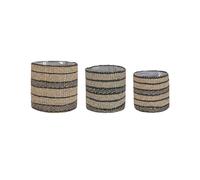 Set of 3 Plant Pots RASBORA Seagrass 35/31/27 cm Black