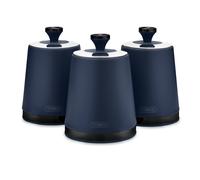 Set of 3 Sera Tea Coffee Sugar Canisters with Smoked Trims Midnight Blue