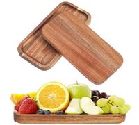 Set of 3 Serving Platters Wooden Charcuterie Boards for Party Food Dish Rectangle Solid Acacia Wood Trays Home Decor Cheese Board Snack Appetizer Plates Kitchen Dinner Serving Tray