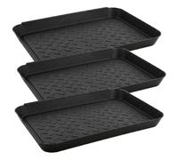 Set of 3 Shoe Drip Trays, 35 x 27 x 2.8 cm, Shoe Mat, Drying Mat with High Edge and Polka Dot Pattern, Robust Plastic Shoe Rack Tray for Indoor and Outdoor Use, Versatile Shoe Tray and Feeding Mat