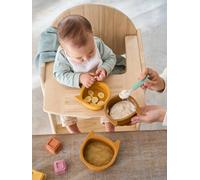 Set of 3 Silicone Bowls, Cat brown light solid