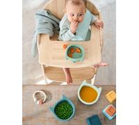 Set of 3 Silicone Bowls, Cat green light solid