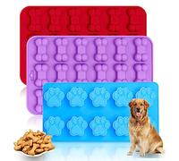 Set of 3，Silicone Ice Molds Trays， RUGVOMWM Reusable Bakeware Maker ,for Homemade Treats and Cat Animal Paw Ice Candy Chocolate Baking Mold.( Pink, Red, Purple)