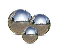 Set of 3 Silver Gazing Balls Stainless Steel Garden Ornaments Reflective Mirror Spheres for Outdoor Decor Weatherproof Garden Globes for Lawn Patio Pond Floating Globe & Home Decoration