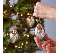 Set of 3 Silver Snowflake Recycled Glass Baubles Paper High Silver One Size