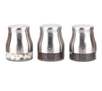 Gr8 Home Set Of 3 Kitchen Storage Canisters Tea Coffee Sugar Jars Pots Containers Caddy - Silver, Silver