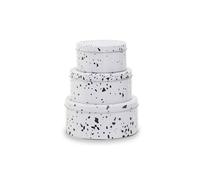 Set of 3 Size Stacking Speckled Food Storage Tins Cake Bin Accessory Container