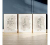 Set of 3 Sketch Style Wall Prints, Boho Botanical Wall Art, Flower Sketch, Beige Natural Wall Art Prints, Farmhouse Wall Art, unframed, A4, A3 (A3)