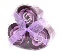 Set of 3 Soap Flower Heart Box - Lavender Roses
