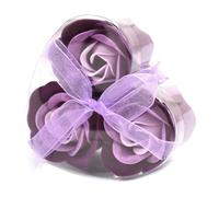 Set of 3 Soap Flower Heart Box - Lavender Roses