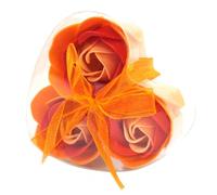 Set of 3 Soap Flower Heart Box - Peach Roses
