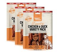 Set of 3 Soft Chicken & Duck Dog Treats Low Fat Real Meat Training Snacks, Easy Digest Chews for Healthy Coat & Joints, Resealable 300g Reward Treat Packet for Dogs - Mega Pack