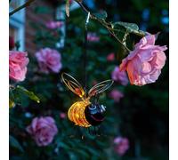 Set Of 3 Solar Powered Bee Lights - Weather Resistant Novelty Outdoor Garden Bumblebee Decorations With Led Lighting & Hanging
