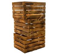 Set of 3 Solid Fruit Crates Apple Crates Wine Crates from the Old Land 49 x 42 x 31 cm Flamed