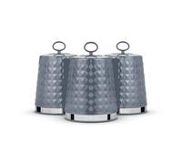 Set of 3 Solitaire Tea Coffee Sugar Canisters Grey
