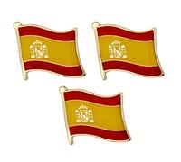 Set of 3 Spain National Flag Metal Enamel Pin Badges - 1.9 x 1.6 cm Spanish Lapel Pins - Hard Enamel Finish with Secure Clasp for National Day, Events, Travel, and Collectors