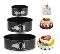 Set of 3 Springform Tin, Round Baking Tin, Cake Mould with Removable Flat Base, 3 Sizes Cake Mould, Baking Mould Set for Cakes & Cakes, Cake Pan Made of Steel, Non-Stick Coating, 11/18/23 cm
