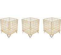 Set of 3 Square Metal Wire Coffee Pod Holder Baskets (Rose Gold)
