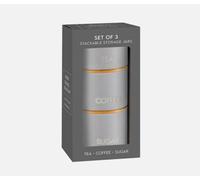 Set Of 3 Stackable Tea Coffee Sugar Ceramic Canister With Lid Jars