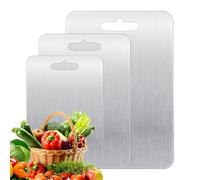 Set of 3 Stainless Steel Chopping Board, 304 Non-Slip Chopping Board with Edge, Kitchen Chopping Board, Stainless Steel Chopping Board for Kneading, for Meat