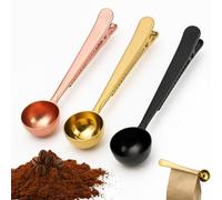 Set of 3 Stainless Steel Coffee Scoops | Gold | Black | Copper | Handle Serves as a Tight Grip for Sealing Coffee Grounds Bags | Stylish and Modern | 1 Tablespoon Size