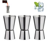 Set of 3 Stainless Steel Double Jiggers - 25/50ml Spirit Measures for Bartending, Home Bar, and Professional Use - Alcohol Measure for Spirits, Drinks Measure for Bar Party Wine Cocktail Jigger Shaker