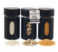 Set of 3 Stainless Steel Kitchen Storage Canisters - 950ml Tea Coffee and Sugar Canisters Set W/Airtight Screw Top Lid - Kitchen Food Container Organizer With Transparent Window for Tea, Nuts & More