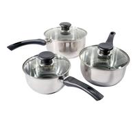 Set of 3 Stainless Steel Non Stick Saucepans Cookware Cooking Pots Pan with Lids