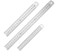 Set of 3 Stainless Steel Rulers - 12", 8", 6" Dual Marking Metric & Imperial Metal Ruler Set for DIY, Crafting, Office & Measuring - Easy-Read Markings