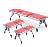 Set of 3 Steel Frame Waiting Room Chairs Backless Design Comfortable Seating Solution for Office & Airport 7-Seat Reception Bench & Stylish