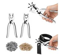 Set of 3 Steel Hole Punch Pliers, Revolving Hole Punch Tool, Eyelet Grommet Setting Pliers, Snap Stud Pliers, 3-in-1 Hole Punching Tools Kit for Fabric, Leather, Paper