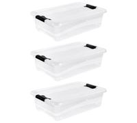 Keeeper Set of 3 Storage Crystal-Box 28 Litre with Lid - Transparent, Clear