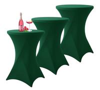 Set of 3 Stretch Bar Table Covers for Bistro Table, Dark Green, Diameter 80-85 cm, Spandex Stretch Tablecloth, Reinforcement in the Foot Area for Wedding, Birthday Party, Banquet, Bistro Tables (80 x