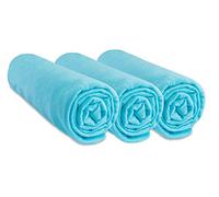 Set of 3 stretchy fitted sheets 40 x 80 cm for 40 x 90 cm, moses basket, cot, carrycot, 40 x 80 cm, 100% cotton, turquoise, breathable, healthy sleep, Easy Dort brand, Oeko Tex certified. Made in Europe