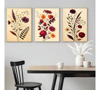 Set of 3 Stylish Modern Flower Compositions - A5 A4 A3 Art Posters Wall Art Modern Painting Prints for Home Office or Workspace Interior Decoration (A5 (210x148mm), High-resolution paper)