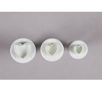 Set of 3 Sugarcraft Heart Plunger Cutter by FlissyTM