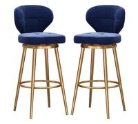 Set of 3 Swivel Bar Stools Modern Velvet Counter Height Dining Chairs for Kitchen Island Home Balcony Cafe Bar Pub - Green with Gold Legs 65cm