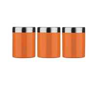 Set of 3 Tea Coffee Sugar Enamel Canisters - Orange