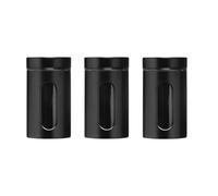 Premier Housewares Storage Canisters - Black, Set of 3, H19 x W10 x D10cm