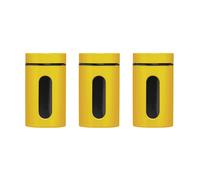 Premier Housewares Storage Biscuit Tin for Biscuit Jar And Cookie Jars For Biscuits - Yellow Set of 3 Canisters Sets For The Kitchen 18 x 10 x 10 cm