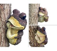 Set of 3 Three Wise Frogs Sculpture, See No Hear No Speak No Evil, brings good luck Animals Hanging Decoration Outdoor Tree Peekers frog Garden Statue Yard Figure Decorative Gifts (3 Brown Frogs)