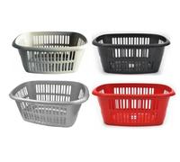 (Set of 3) TML Rectangular plastic laundry basket clothes hamper washing Linen Storage 4 Assorted colour… (3, RED)