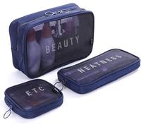 Set of 3 Travel Luggage Organizer, Multi-Function Non-Dirty Waterproof Storage Bag, Space Saver Bag Make Up Brush Case Desk Supply Personalised Organiser Travel Accessories Wash Bag (Blue)