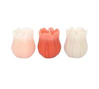 Set of 3 Tulip Shaped Candles | Unscented Floral Candles for Spring Table Décor | 5-Hour Burn Time | Home Decoration or Gift