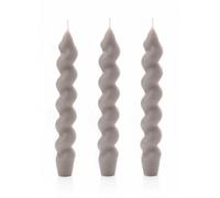 Set of 3 Twisted Taper Candles Dove Grey 20 cm Grey