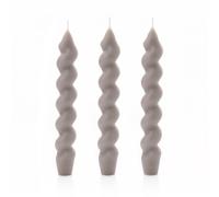 Set of 3 Twisted Taper Candles Dove Grey 20cm
