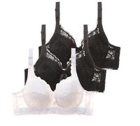 Set of 3 Uncomplicated Bra with Underwire for Women, Push Up Bra Set, Sexy Bustier, Sports Bra, Training Bra, Black, 32D