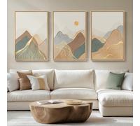 Set of 3 Unframed Boho Mountain Wall Art for Living Room Modern Minimalist Line Canvas Prints Artwork for Walls Sun Nature Landscape Wall Decor for Bedroom Office Kitchen 16x24inch