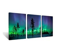 Set of 3 Unframed Northern Lights Contemporary Art Photography Panel Modern Wall Decor Giclee Canvas Print 20x30inch